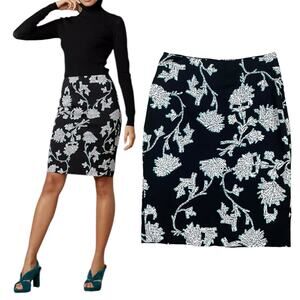 Diane von Furstenberg Kara Floral Print Penci Skirt Black Green Size 2